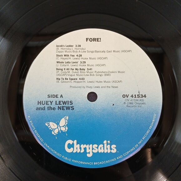Huey Lewis and the News Fore! 1986 Vinyl Record Album LP Chrysalis OV-41534 - Picture 7 of 8